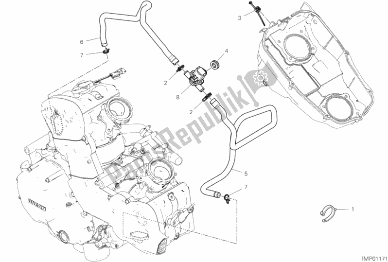 Wszystkie części do System Powietrza Wtórnego Ducati Hypermotard 950 SP USA 2020